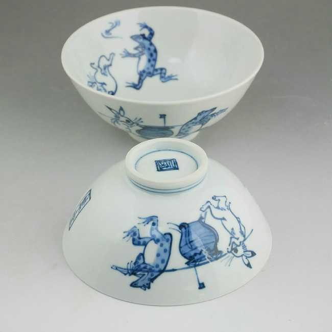 京焼 清水焼 内絵鳥獣戯画ご飯茶碗 （壺）芳山 大 : 松韻堂 Yahoo!店