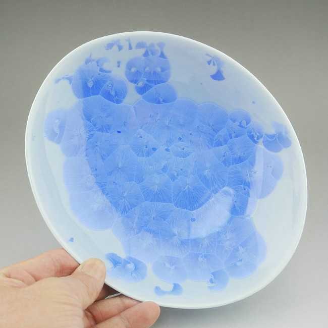 京焼 清水焼 花結晶楕円鉢 青 陶あん 中 : 松韻堂 Yahoo!店