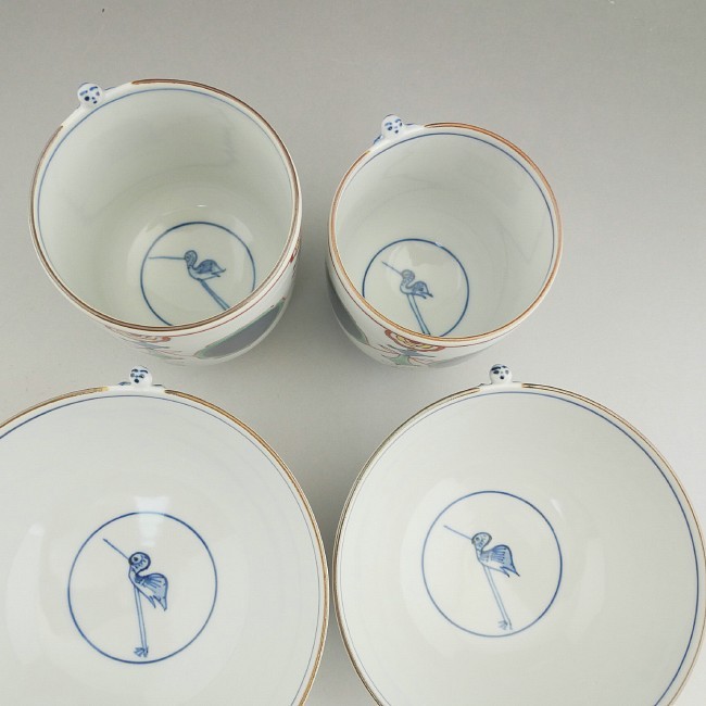 京焼 清水焼 丸紋瓔珞一閑人夫婦湯呑と夫婦茶碗セット 紫峰 : 松韻堂