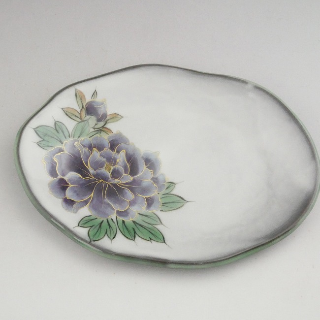 京焼 清水焼 白掛紫草花銘々皿 陶あん 牡丹単品 : 松韻堂 Yahoo!店
