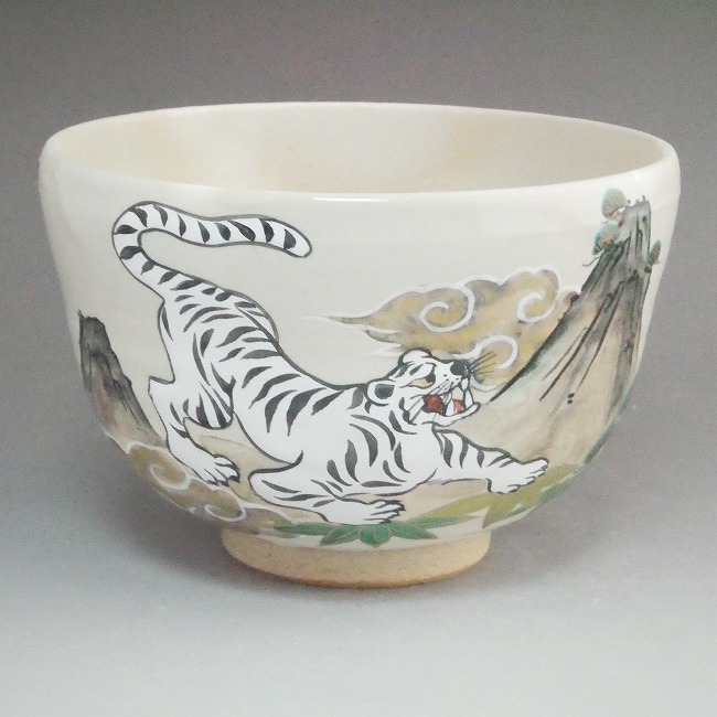 京焼 清水焼 粉引白虎の絵抹茶茶碗 善昇 : 松韻堂 Yahoo!店 - 通販