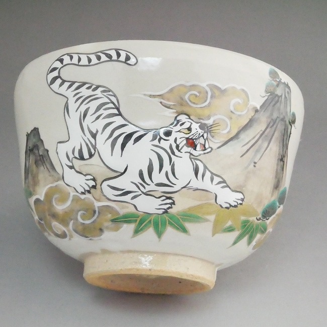 京焼 清水焼 粉引白虎の絵抹茶茶碗 善昇 : 松韻堂 Yahoo!店 - 通販