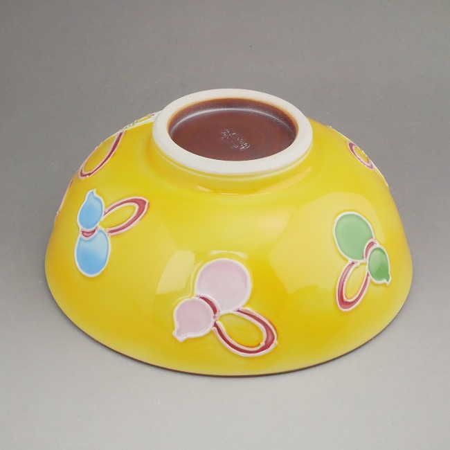 京焼 清水焼 黄交趾六瓢雲錦ご飯茶碗 昇峰 小単品 : 松韻堂 Yahoo!店