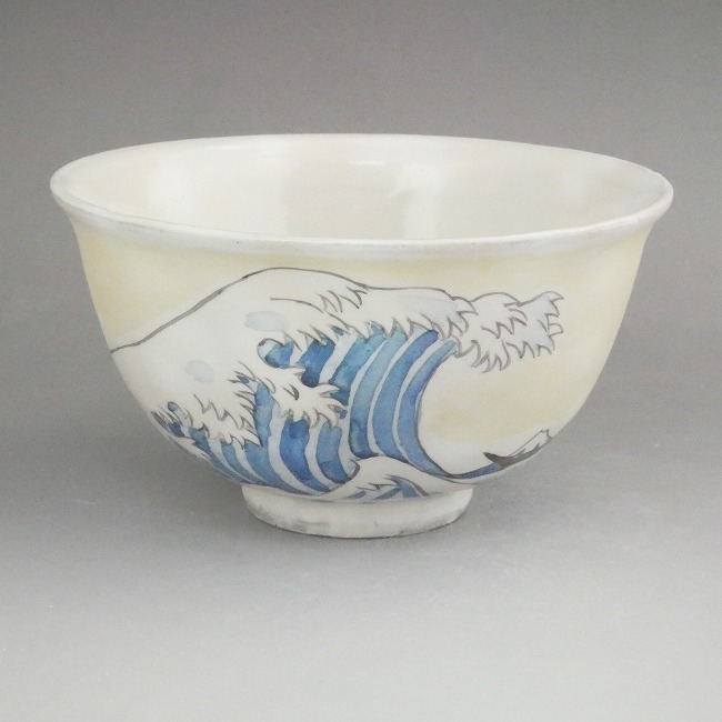 京焼 清水焼 富士絵ご飯茶碗 花月 富士波裏単品 半額 - 食器、グラス