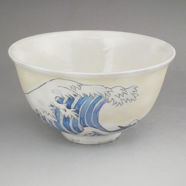 京焼 清水焼 富士絵ご飯茶碗 花月 富士波裏単品 半額 - 食器、グラス