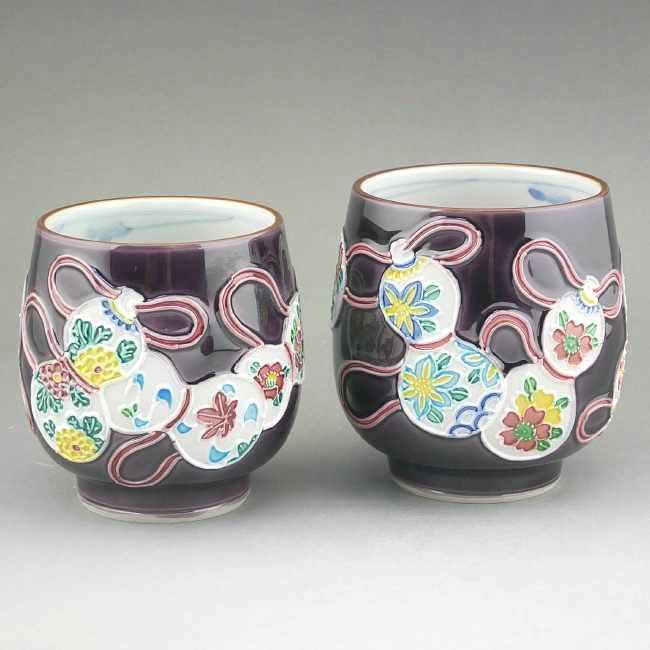 京焼 清水焼 紫交趾六瓢夫婦湯呑 昇峰 : 松韻堂 Yahoo!店 - 通販