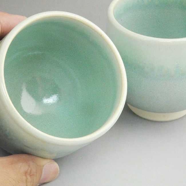 京焼 清水焼 ガラス織部夫婦湯呑み 林山 : 松韻堂 Yahoo!店 - 通販