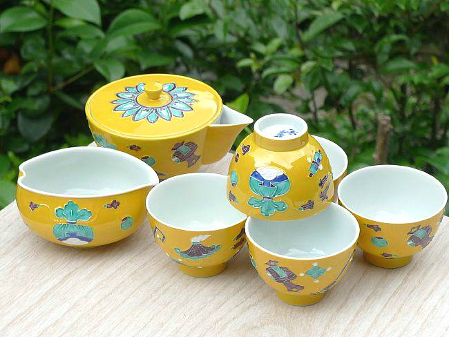 京焼 清水焼 黄交趾宝尽し煎茶器揃 昭阿弥 : 松韻堂 Yahoo!店