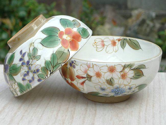 京焼 清水焼 白掛彩り草花夫婦茶碗 陶あん : 松韻堂 Yahoo!店 - 通販