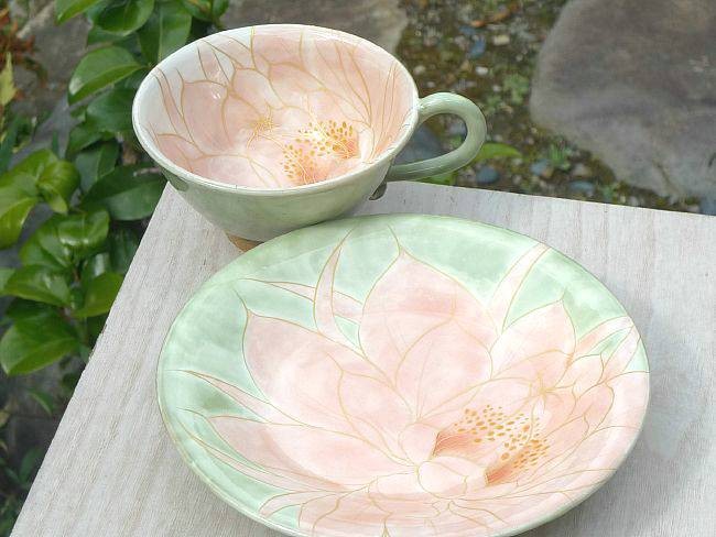 京焼 清水焼 月下美人紅茶碗皿 （紅） : 松韻堂 Yahoo!店 - 通販