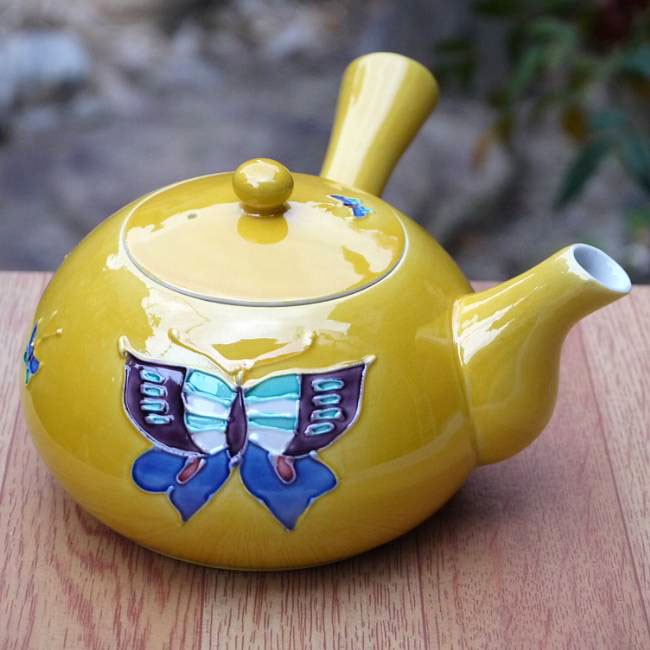 京焼 清水焼 黄交趾蝶々急須 洸春 : 松韻堂 Yahoo!店 - 通販 - Yahoo