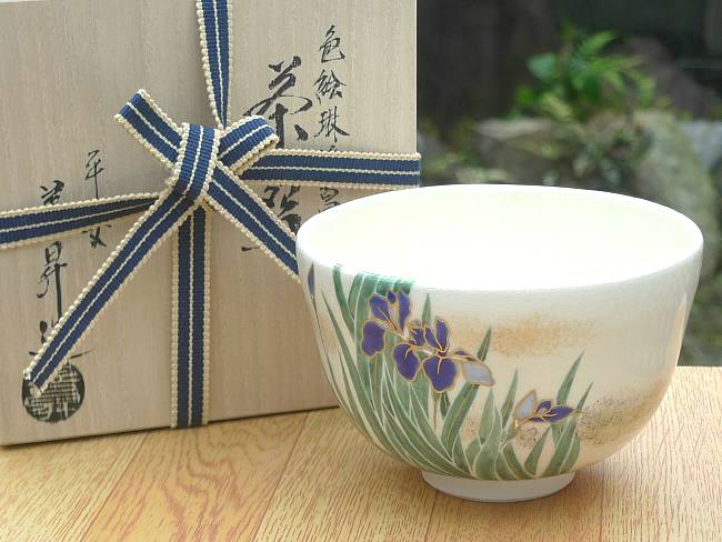 京焼 清水焼 色絵琳派菖蒲抹茶茶碗 善昇 : 松韻堂 Yahoo!店