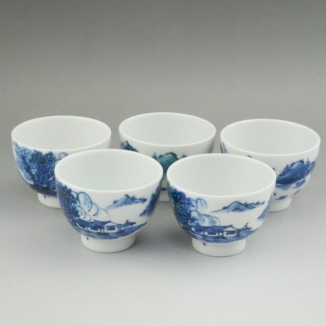京焼 清水焼 染付山水之図 煎茶碗揃 昭阿弥 : 松韻堂 Yahoo!店 - 通販