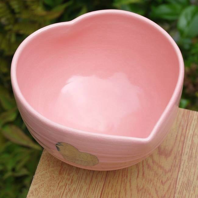 京焼 清水焼 ハート抹茶茶碗 ピンク地 良二 : 松韻堂 Yahoo!店 - 通販