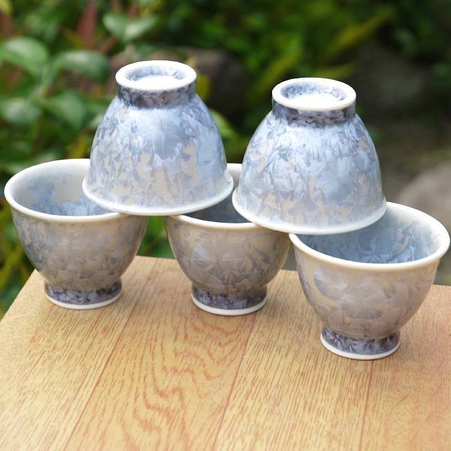 京焼 清水焼 花結晶煎茶碗揃え 銀藤 陶あん : 松韻堂 Yahoo!店 - 通販