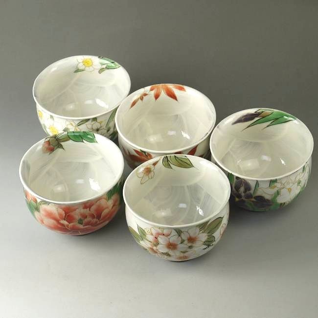 京焼 清水焼 四季彩五草花お茶呑茶碗揃え 陶あん : 松韻堂 Yahoo