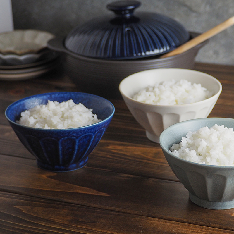 しのぎお花のライスボール 12.5cm お茶碗