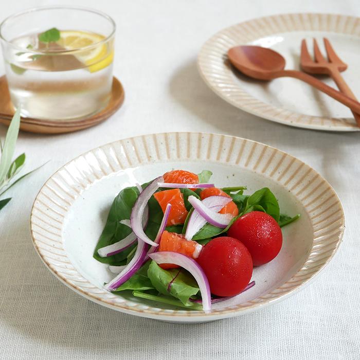 サラダボウル 17cm リム茶ストライプボウル 鉢 洋食器 和食器 おしゃれ