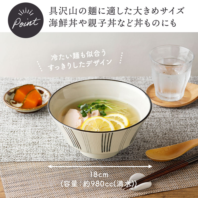 ラーメン丼 モノクロ 18cm 丼ぶり