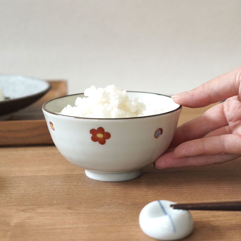 茶碗 11cm 赤絵小花散らし