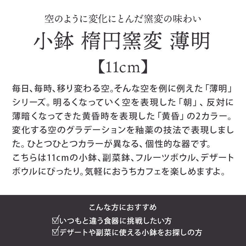 小鉢 楕円窯変 11cm 薄明