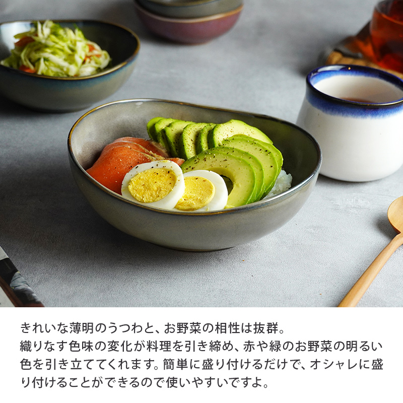 中鉢 楕円窯変 16.8cm 薄明ボウル