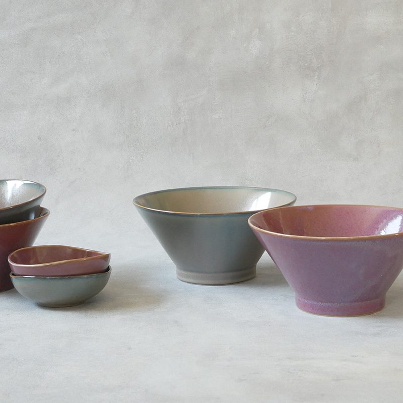 台形どんぶり 大 窯変 19cm 薄明