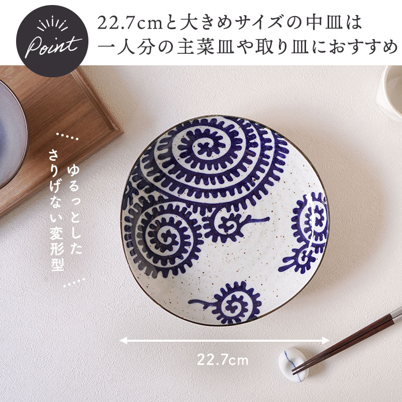 三角皿 22.7cm 太タコ唐草