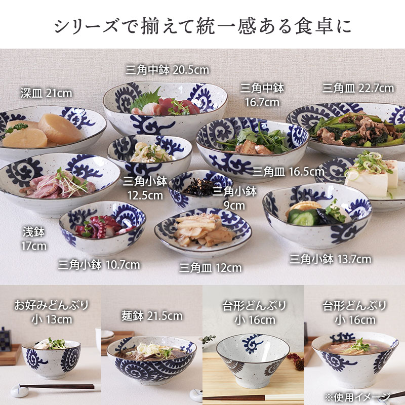 台形どんぶり 小 16cm 太タコ唐草 シリーズのコーディネート