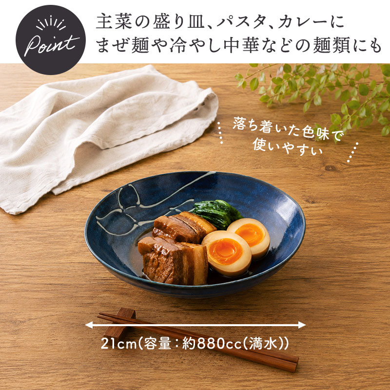深皿 21cm 窯変くじら サイズ感