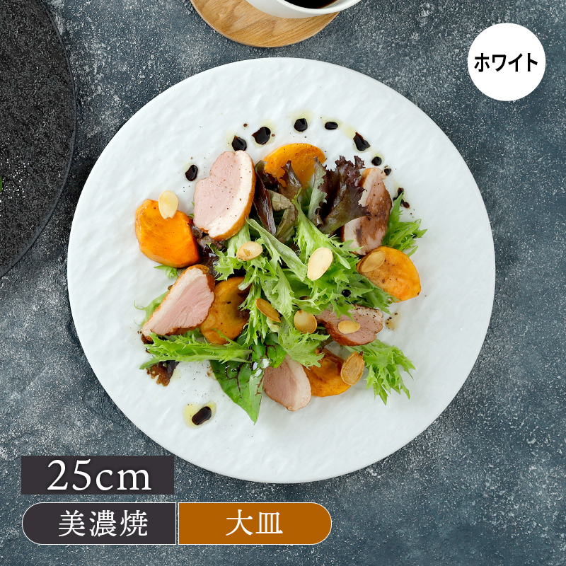 フラットプレート 25cm スレート調 ホワイト プレート お皿 皿 食器 洋食器