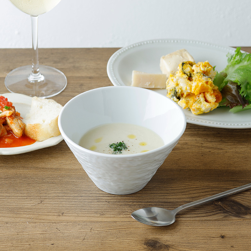 台形ボウル S 13.5cm スレート調 ホワイト