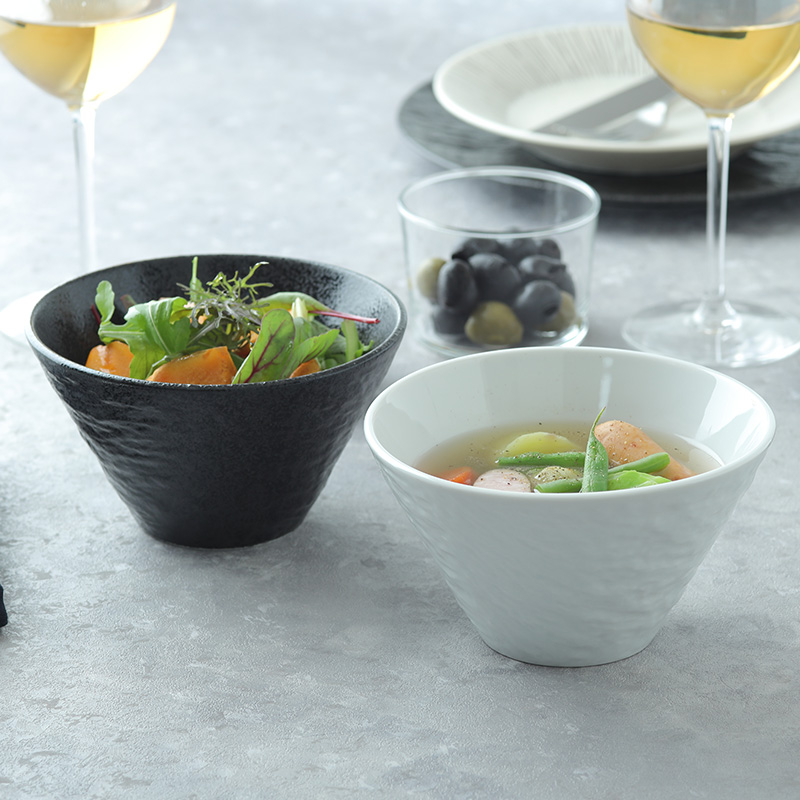 台形ボウル S 13.5cm スレート調 ホワイト