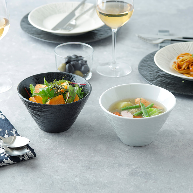 台形ボウル S 13.5cm スレート調 ホワイト