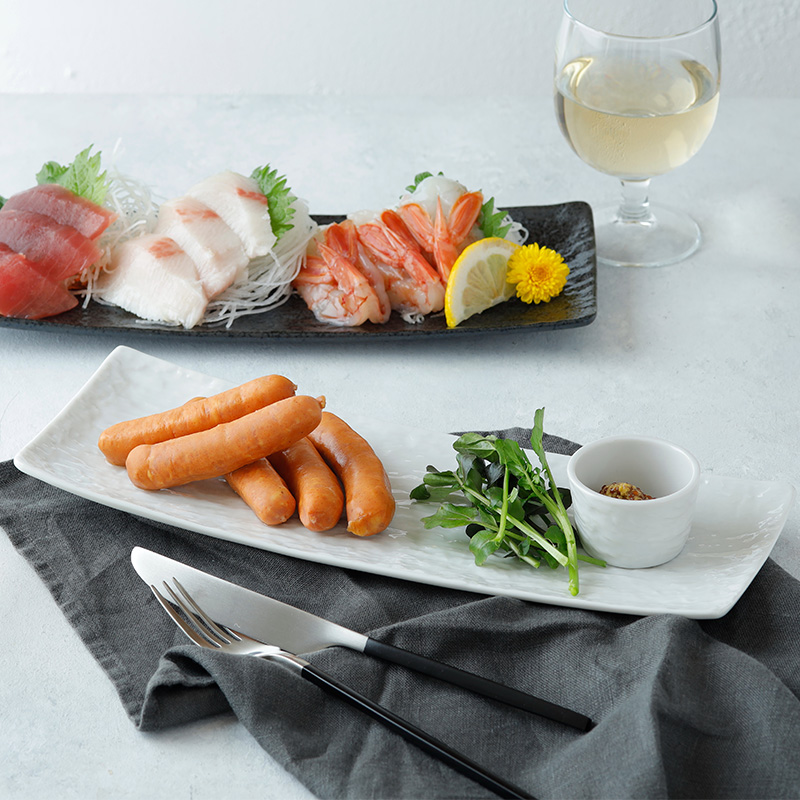 細角皿 30.5cm スレート調 ホワイト