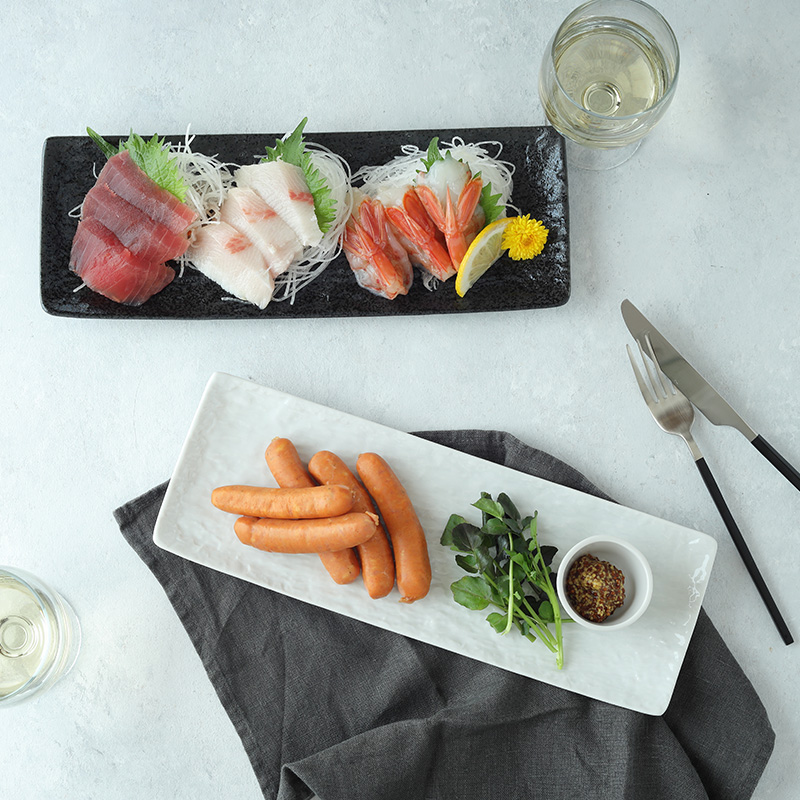 細角皿 30.5cm スレート調 ホワイト