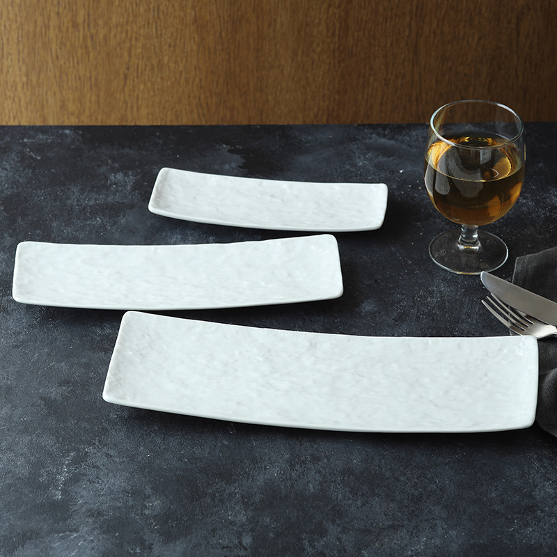 細角皿 30.5cm スレート調 ホワイト