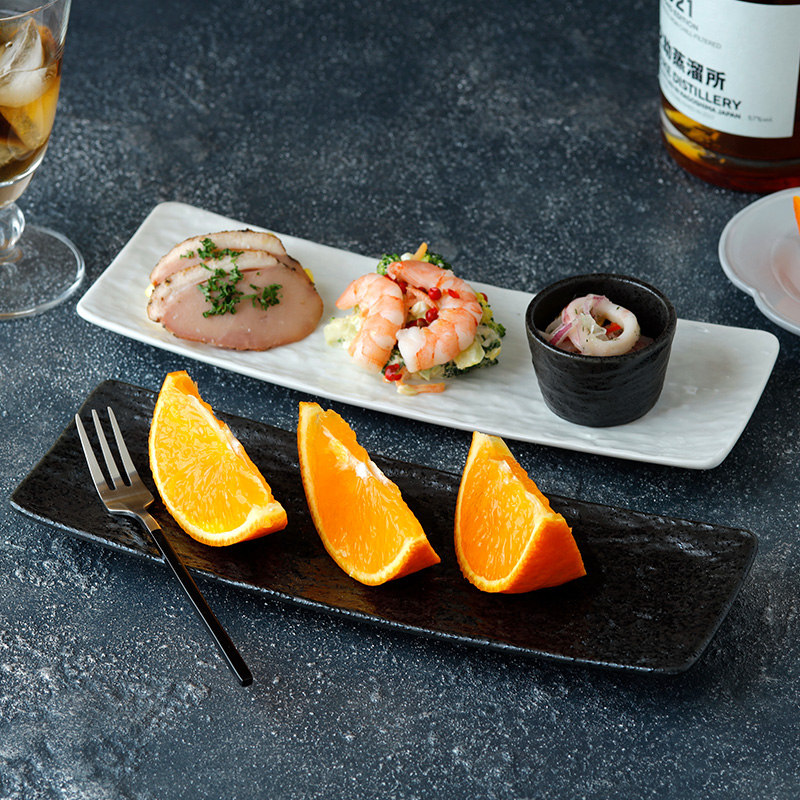 細角皿 24.5cm スレート調 ホワイト