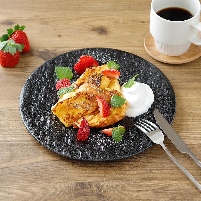 フラットプレート 25cm スレート調 ブラックプレート お皿 皿 食器