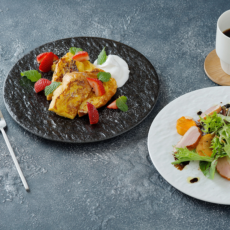 フラットプレート 25cm スレート調 ブラックプレート お皿 皿 食器