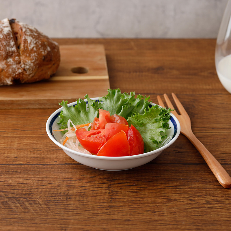 サラダボウル 14cm インディゴライン