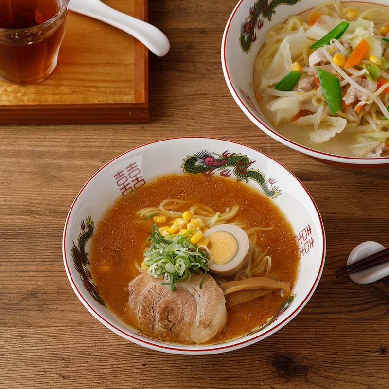 中華ラーメンどんぶり 20cm 910cc 切立 赤巻龍 丼ぶり鉢 どんぶり 丼