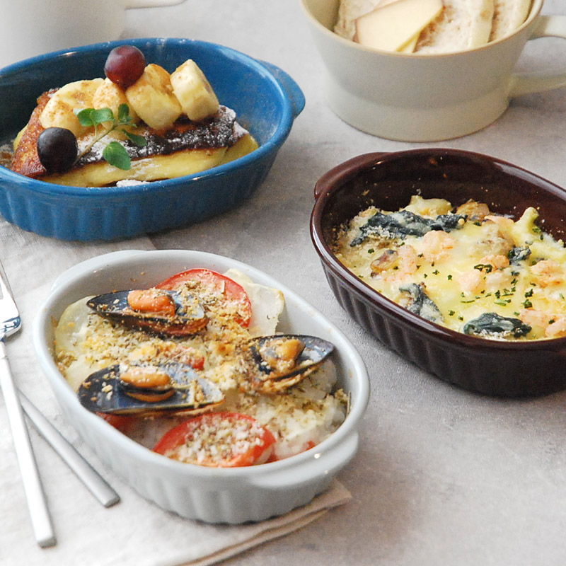 staubグラタン皿(大、中、小) 楕円グラタン皿 耳付き 19cm オーブンOKプレート お皿 食器 洋食器