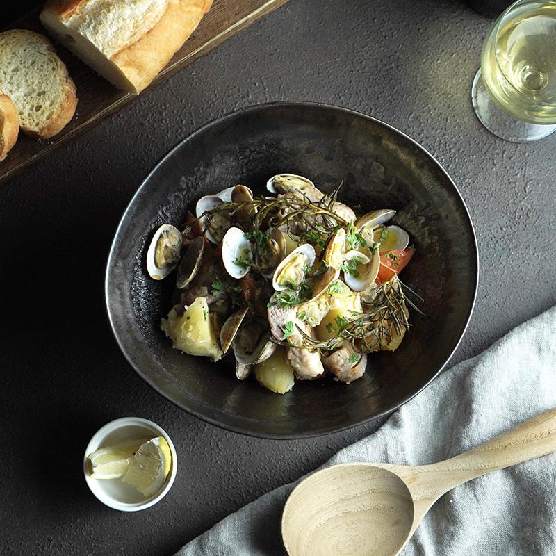 盛鉢 23cm 楕円型 鉄結晶