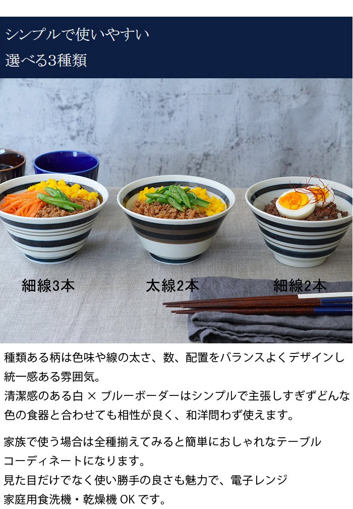 どんぶり ボーダー 台形 16.5cm 
