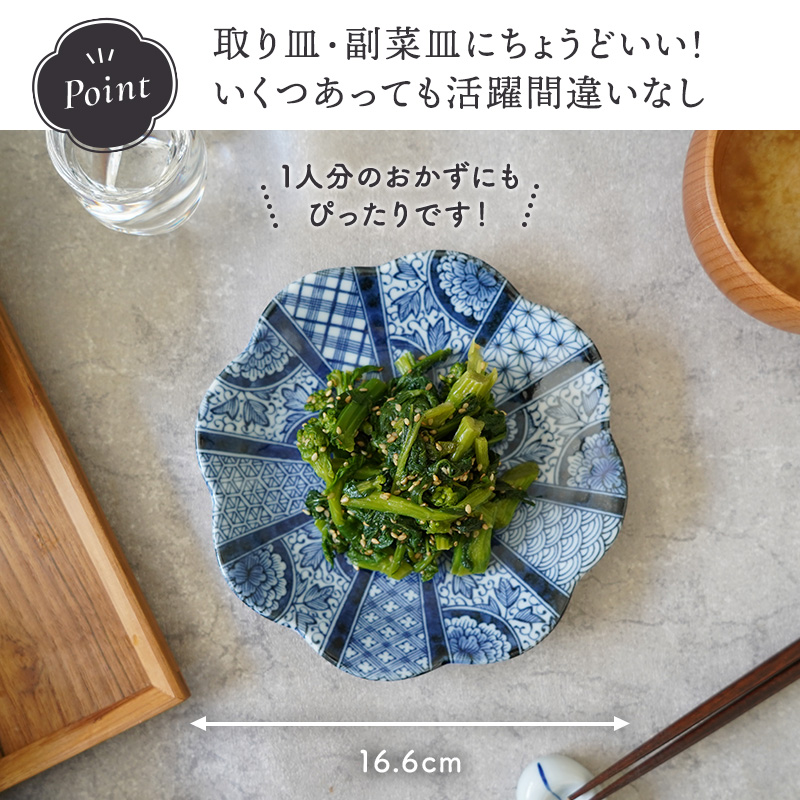 中皿 16.5cm 紺青華 柄プレート