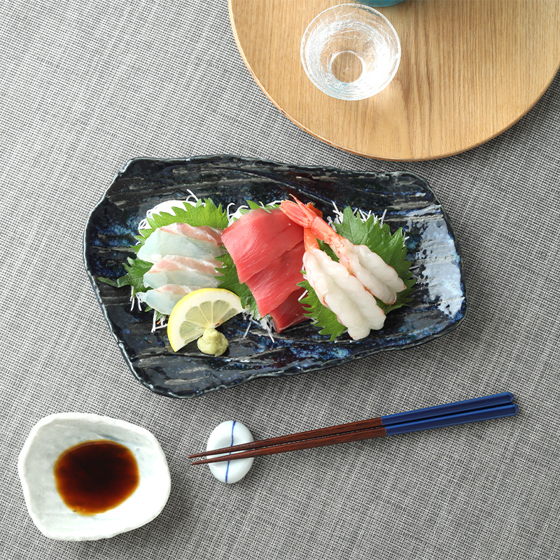 変形焼物皿 27cm 松風 華厳