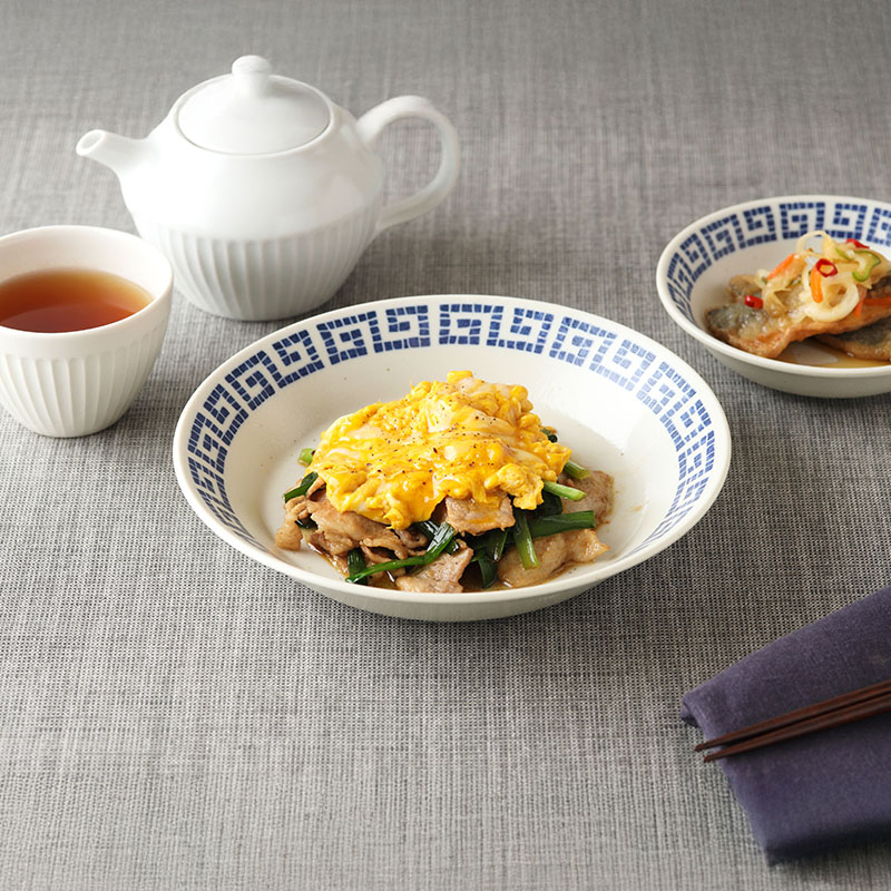 楕円皿 19.5cm 雷紋龍 中華食器 餃子皿 ギョーザ 点心 シュウマイ 街