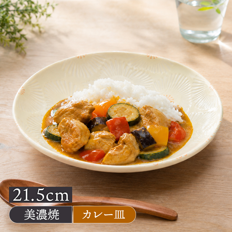 パスタ・カレー皿 21.5cm 深皿 ピュアハート 美濃焼