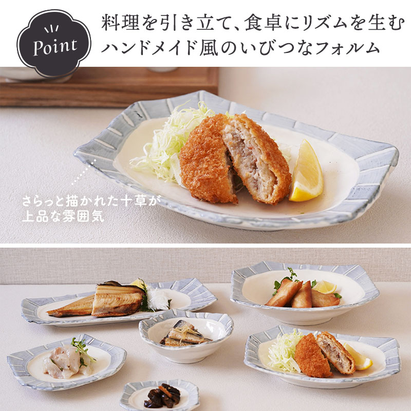 前菜皿 21.5cm 変形 なごみ十草